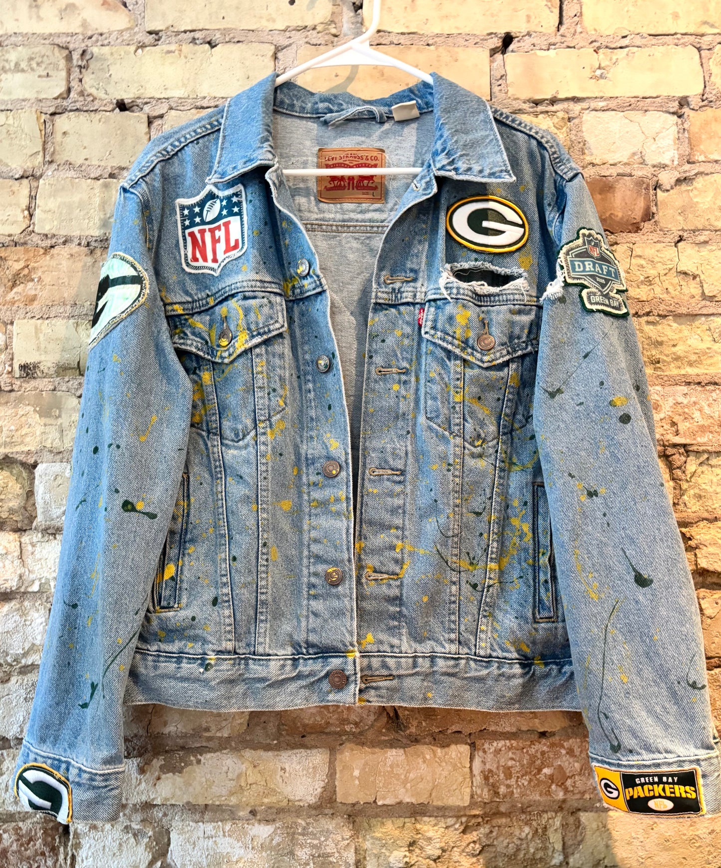 Reworked Vintage Levi Stone Washed Game Day Denim Jean Jacket