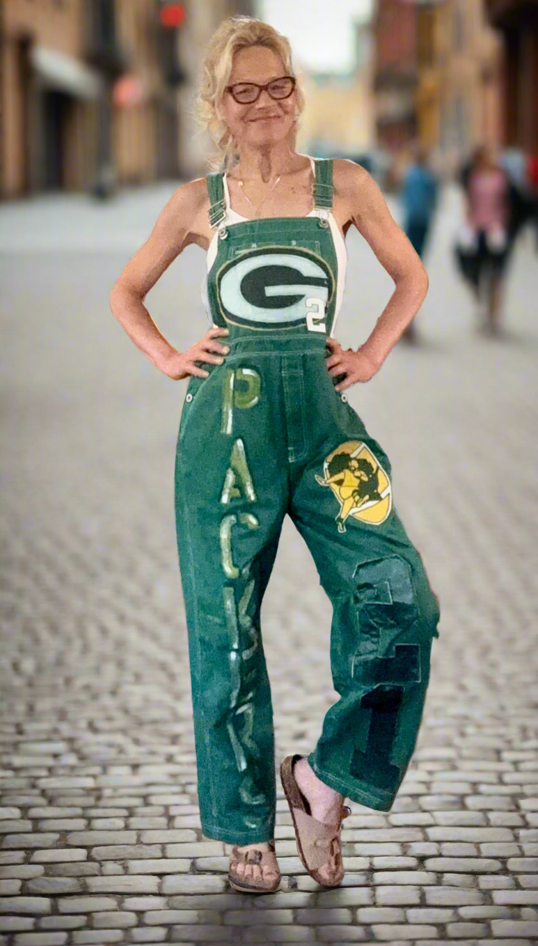 Reworked Packers Denim GameDay Bib Overalls