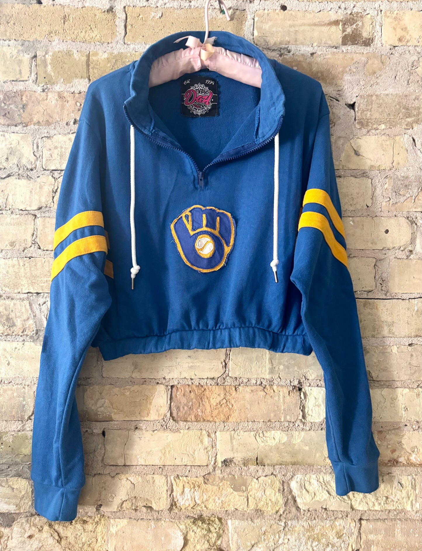 Vintage Brewers 1/4 Zip Mock Crop Top sweatshirt