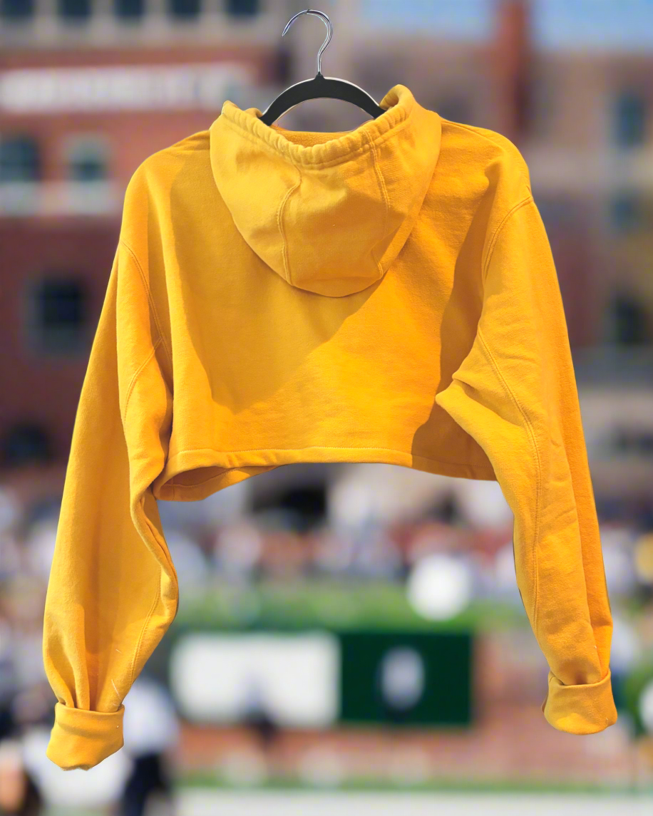 Reworked 90s Green Bay Packers Classic Yellow Super Cropped Hoodie