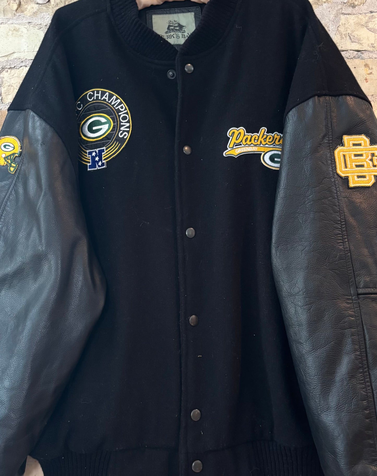 Custom Reworked vintage Leather Varsity Bomber Jacket