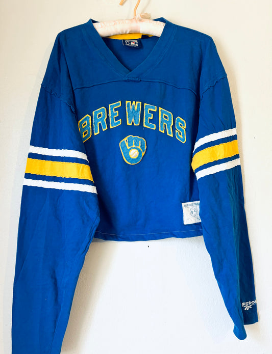 Reworked Milwaukee Brewers Cropped Throwback Cooperstown Collection Jersey Tee
