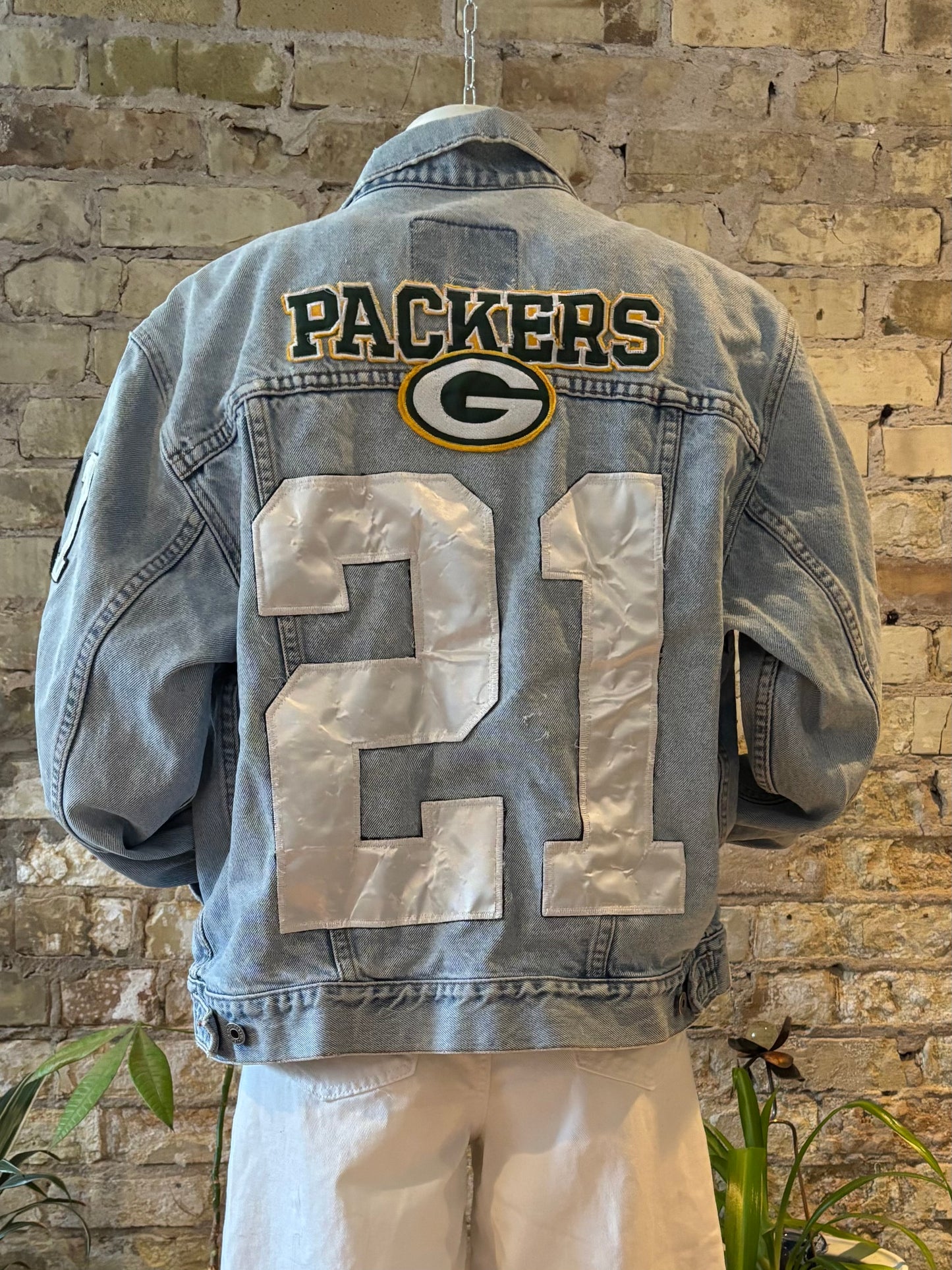 Reworked Packers Retro Game Day Denim Jean Jacket