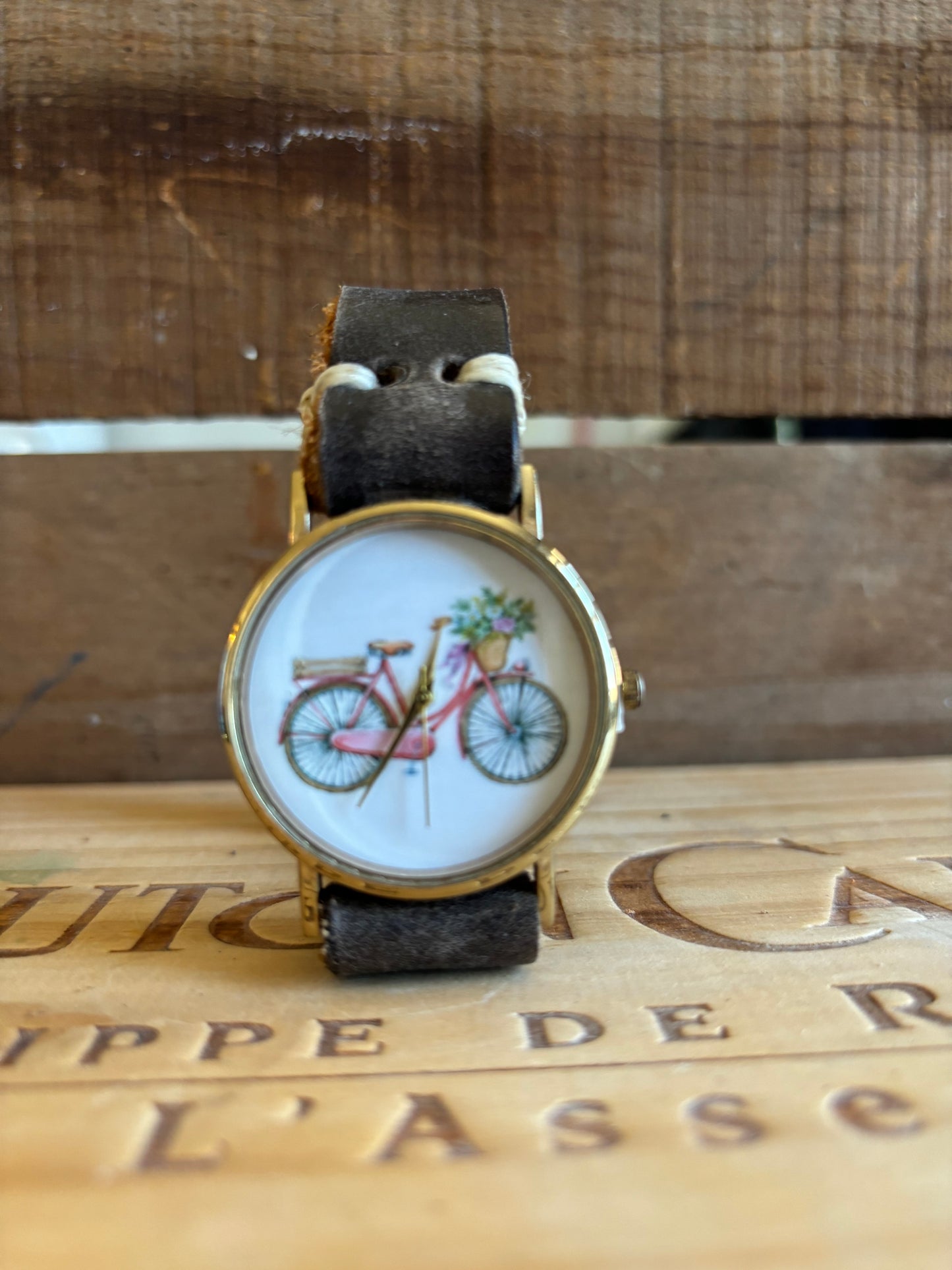 Handmade Distressed Leather Wristband Cuff Watch