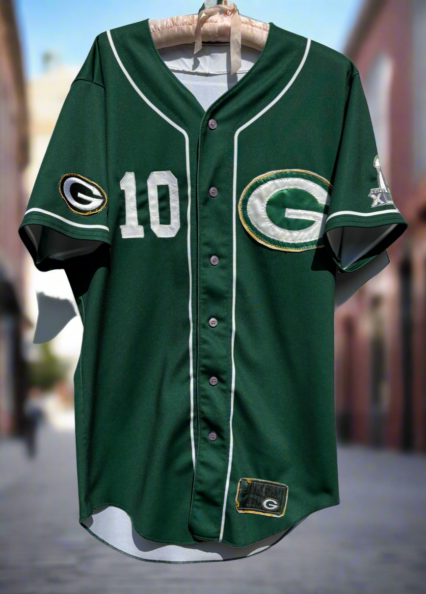 Reworked Retro packers Button up GameDay Baseball Jersey