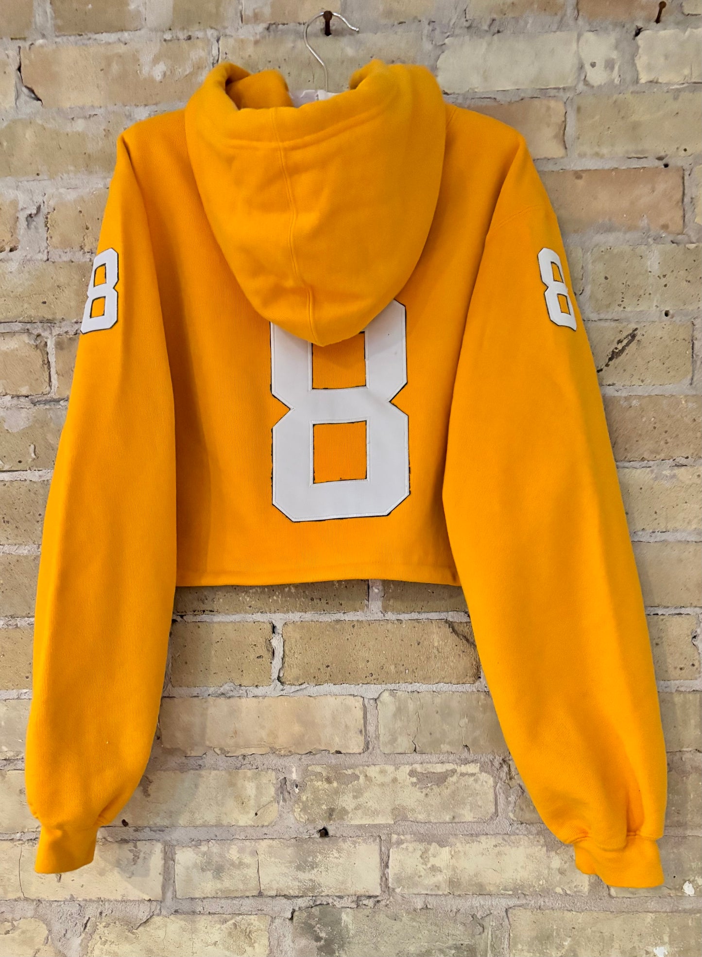 Reworked Packers retro Yellow cropped Jersey Hoodie