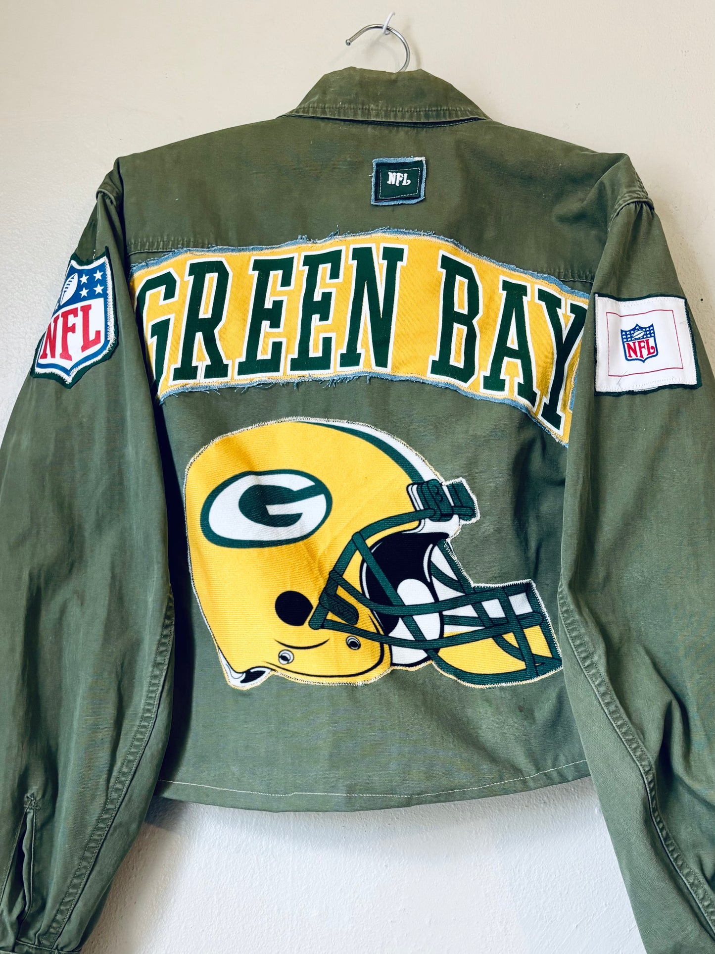Reworked vintage Military Cropped Game Day Jacket