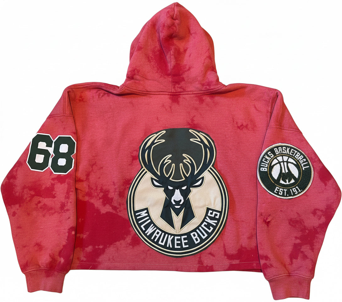 Reworked custom Made Milwaukee Bucks Retro Cropped Hoodie