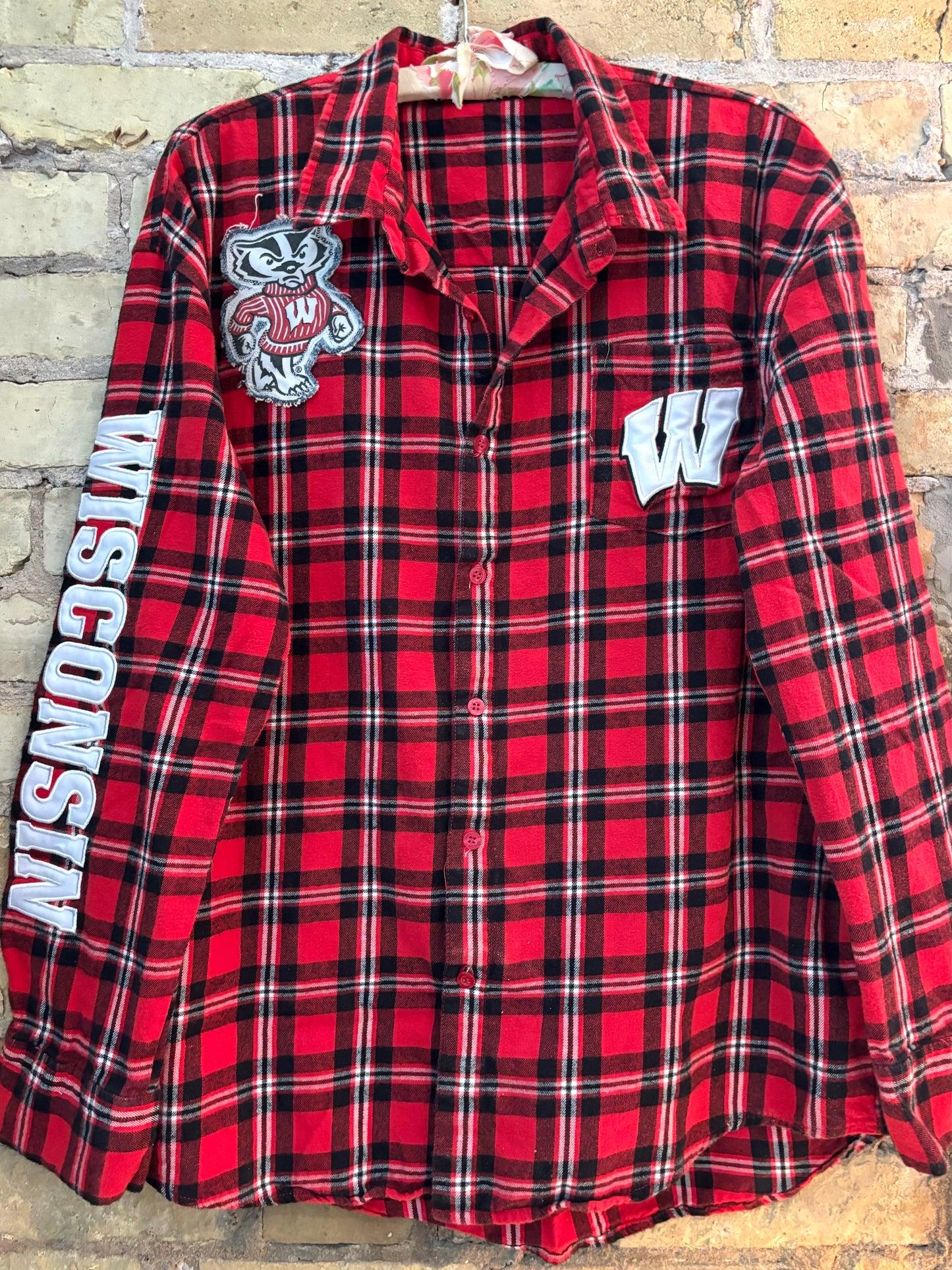 Reworked Badgers Game Day Flannel Shirt