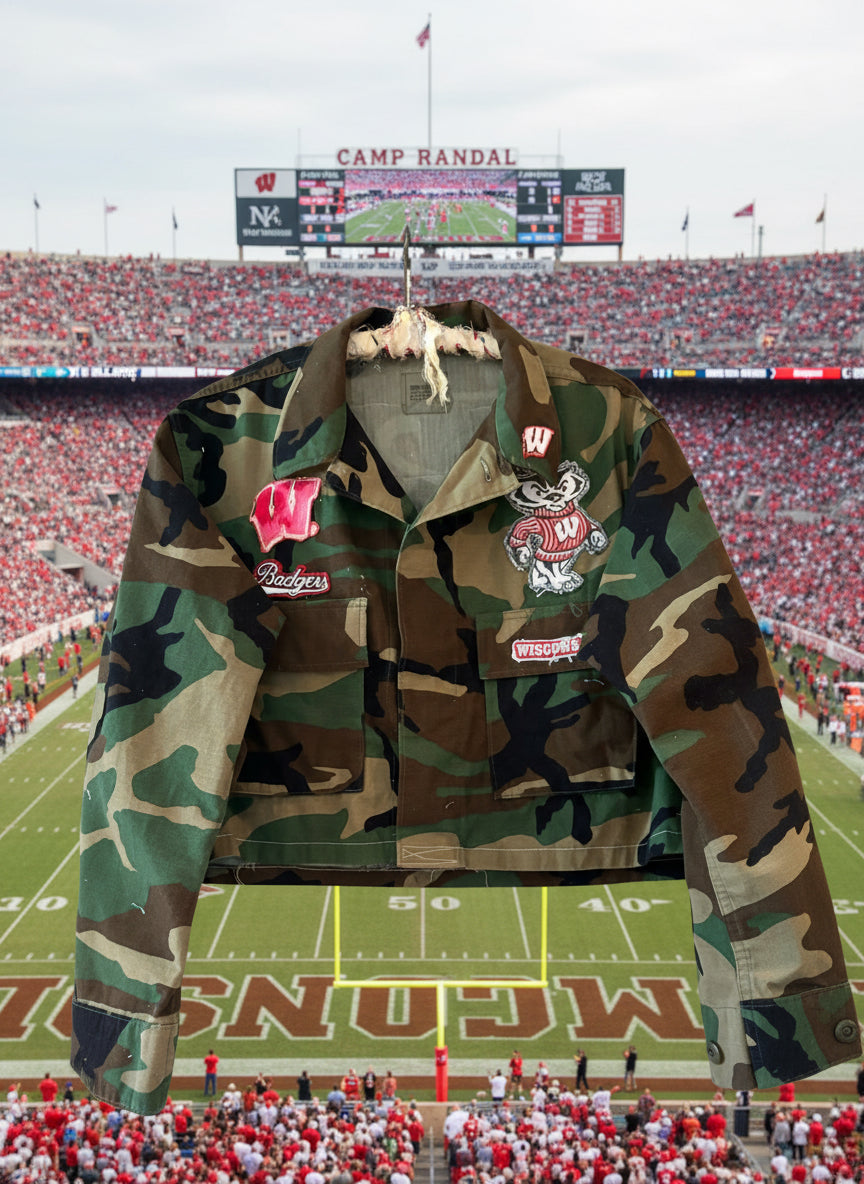 Reworked vintage Camouflage Badgers Game Day Coat Jacket