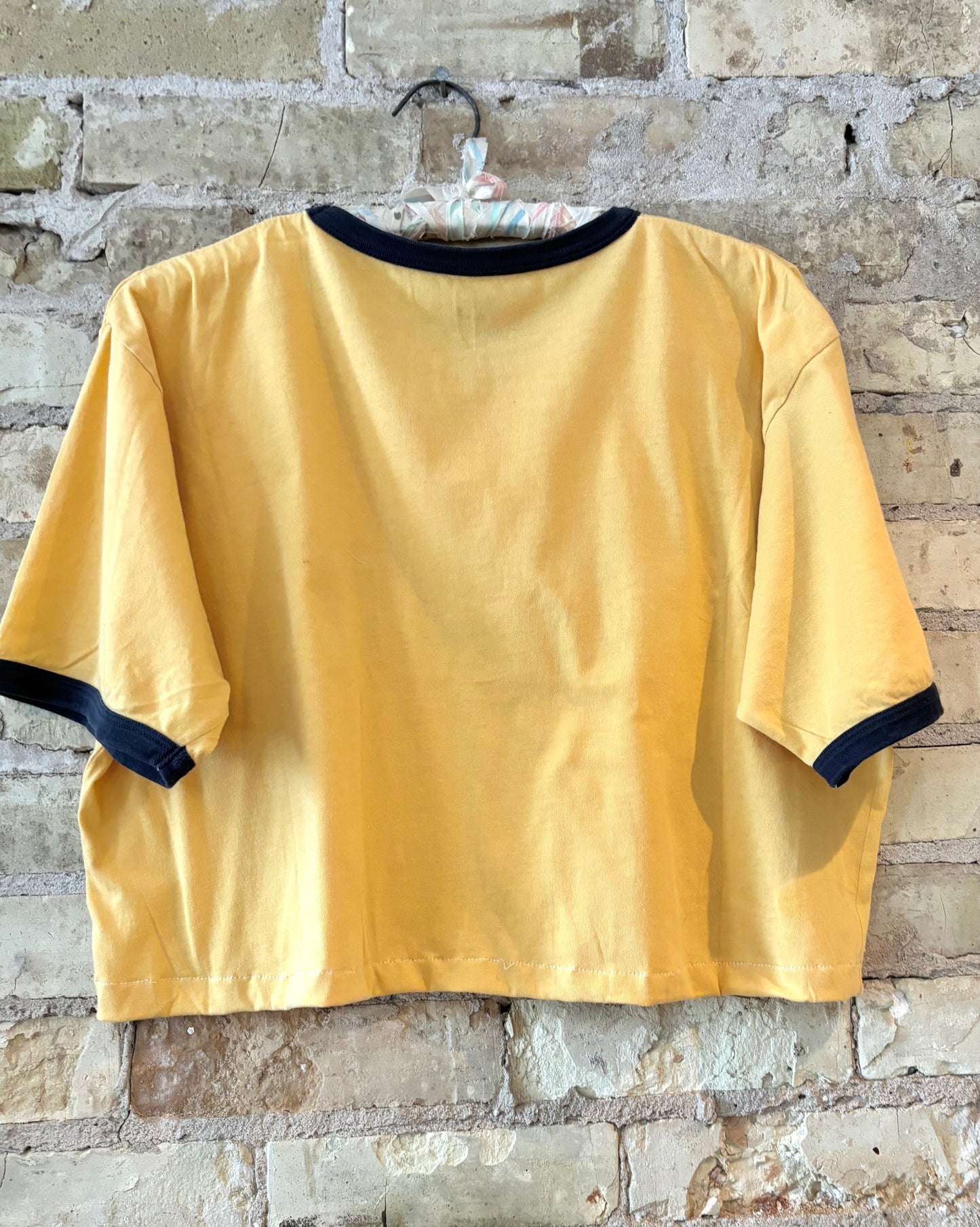 Reworked Retro Marquette University Cropped Ringer T-shirt