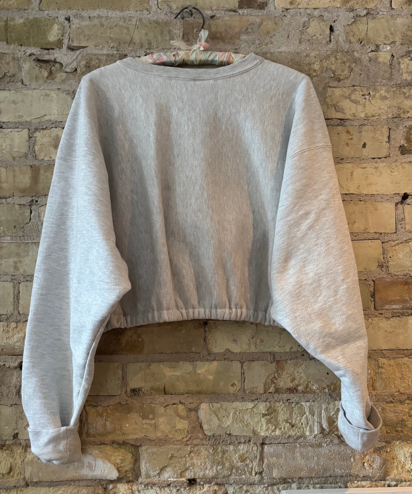 Reworked Vintage Heather Gray Cropped Marquette University Champion Crewneck