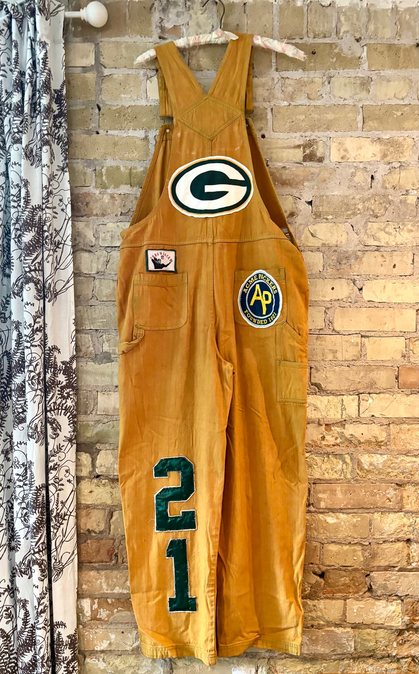 Reworked Vintage over dyed Game Day Bib Overalls