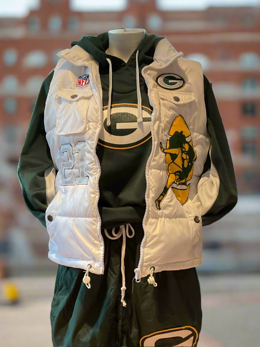 Reworked Packers Game Day Puffer Vest