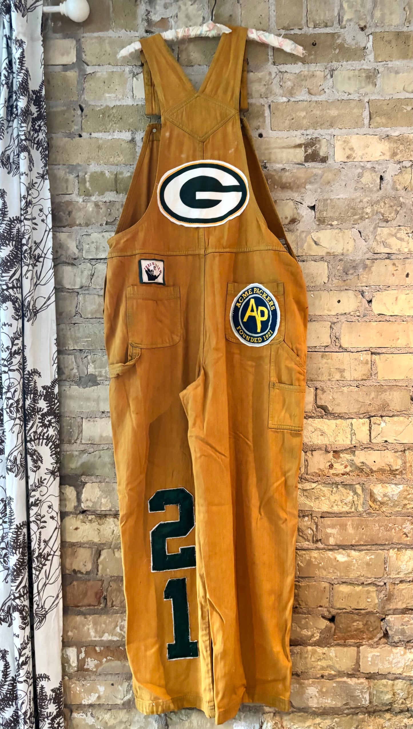Reworked Vintage over dyed Game Day Bib Overalls