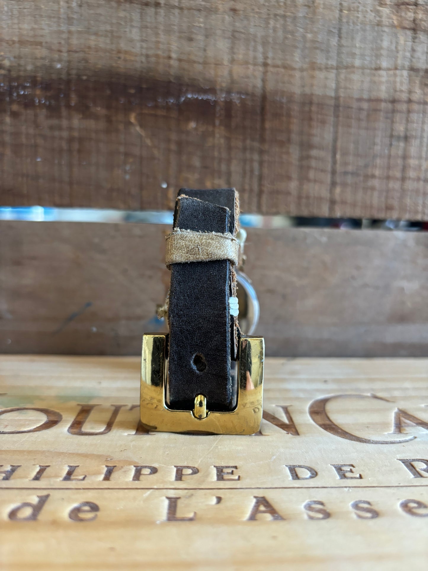 Handmade Distressed Leather Wristband Cuff Watch