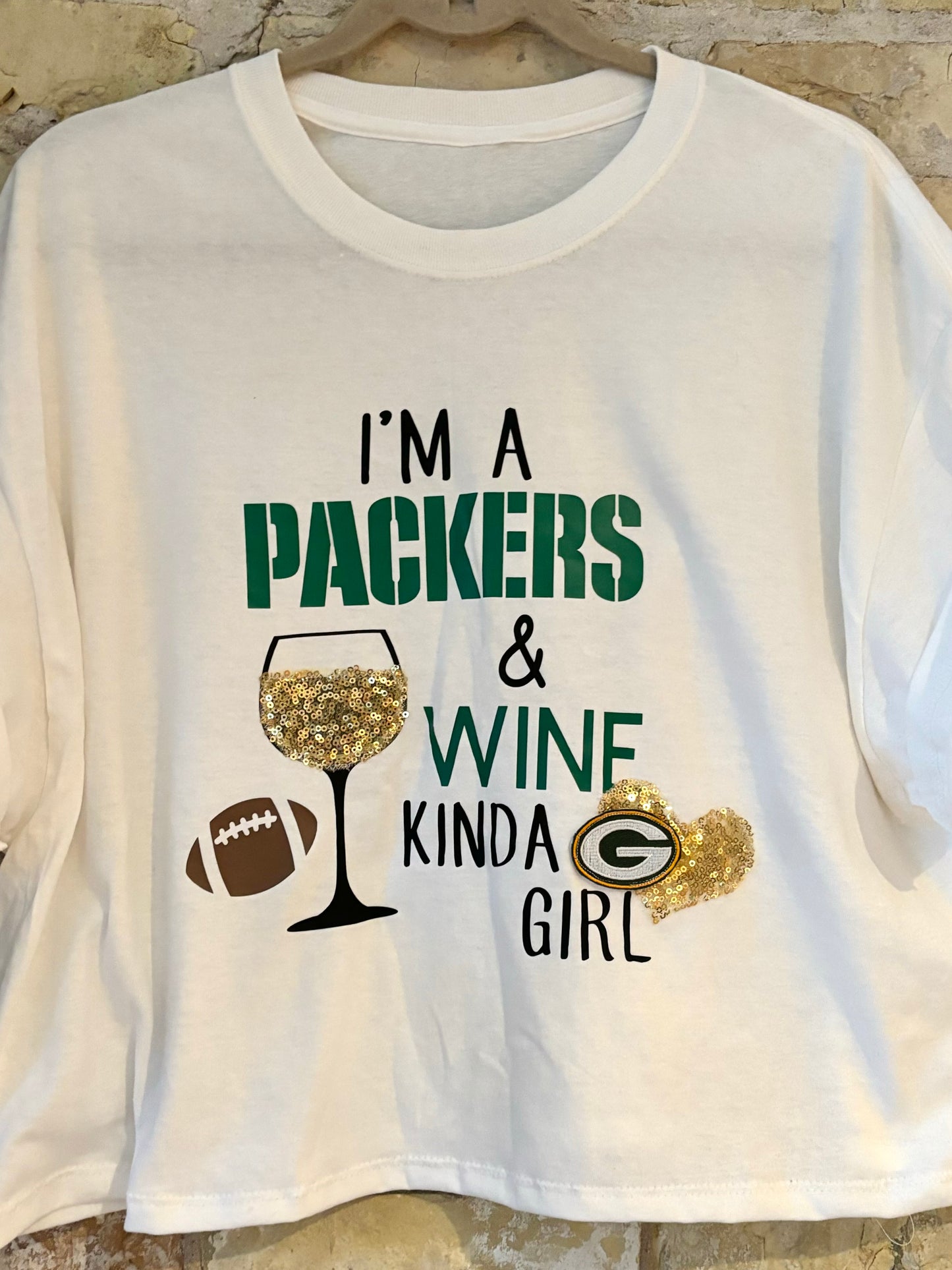 Reworked funny Wine Graphics cropped Game Day T-Shirt