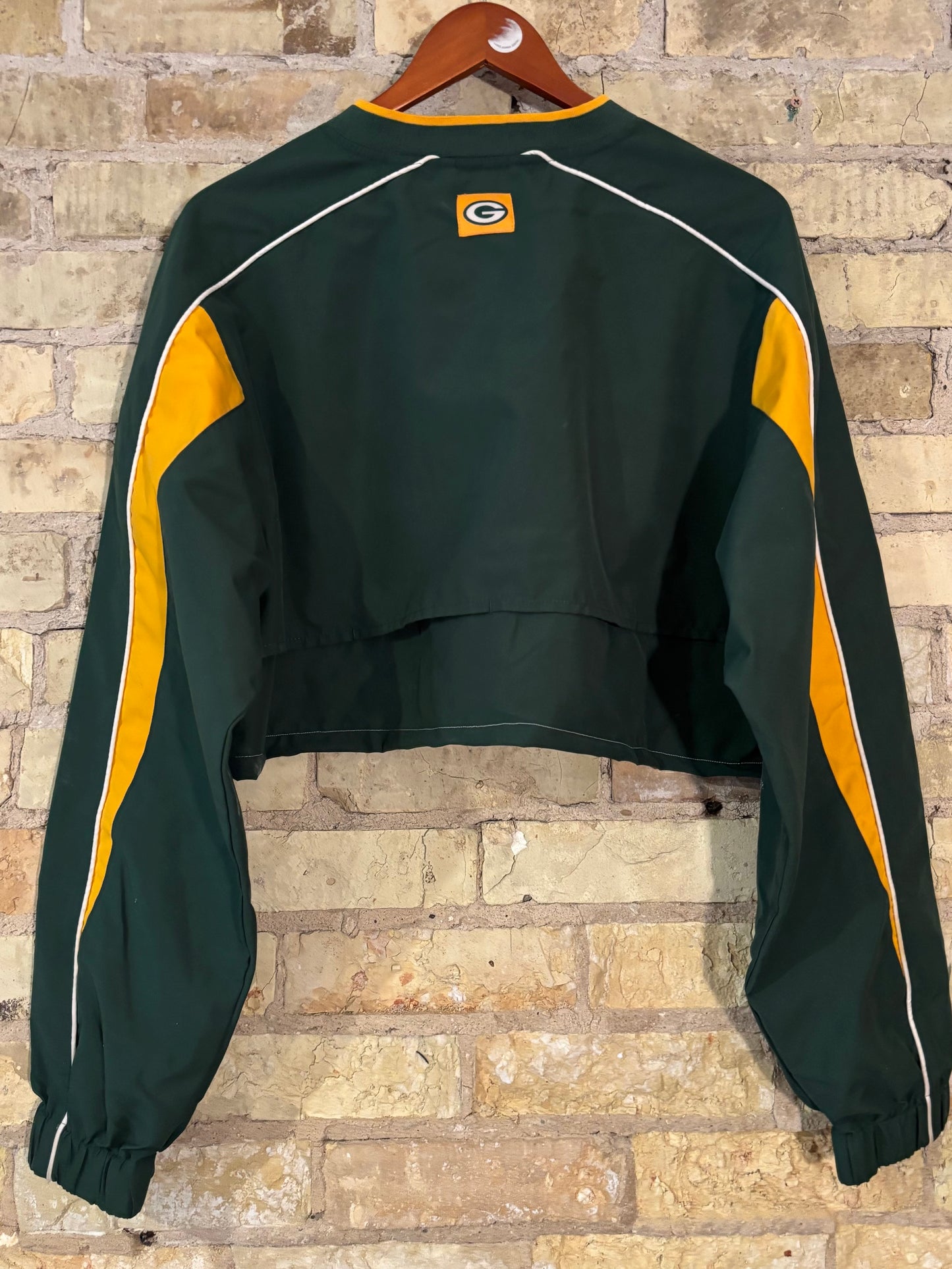 Retro 90’s Green Bay Packers V Neck Cropped Windbreaker