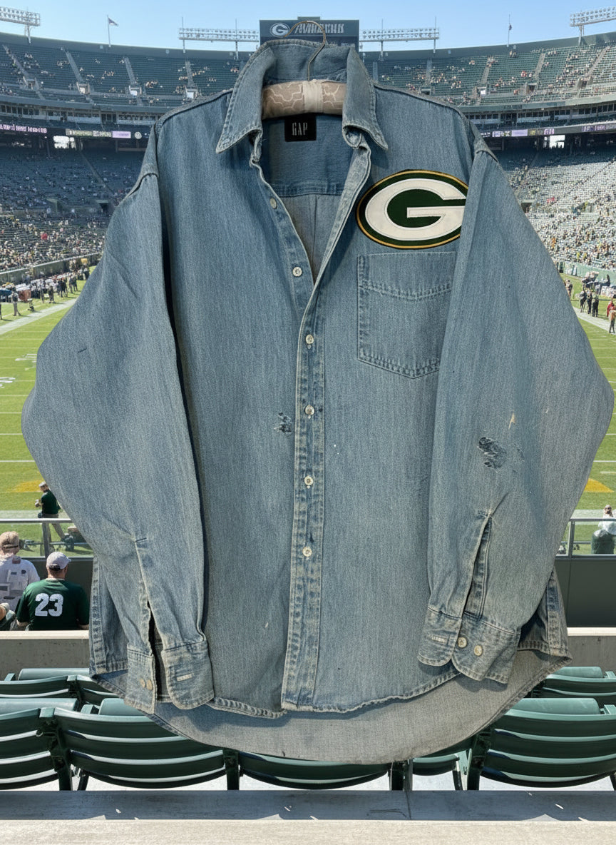Reworked 90’s Packers Game Day Denim Shirt