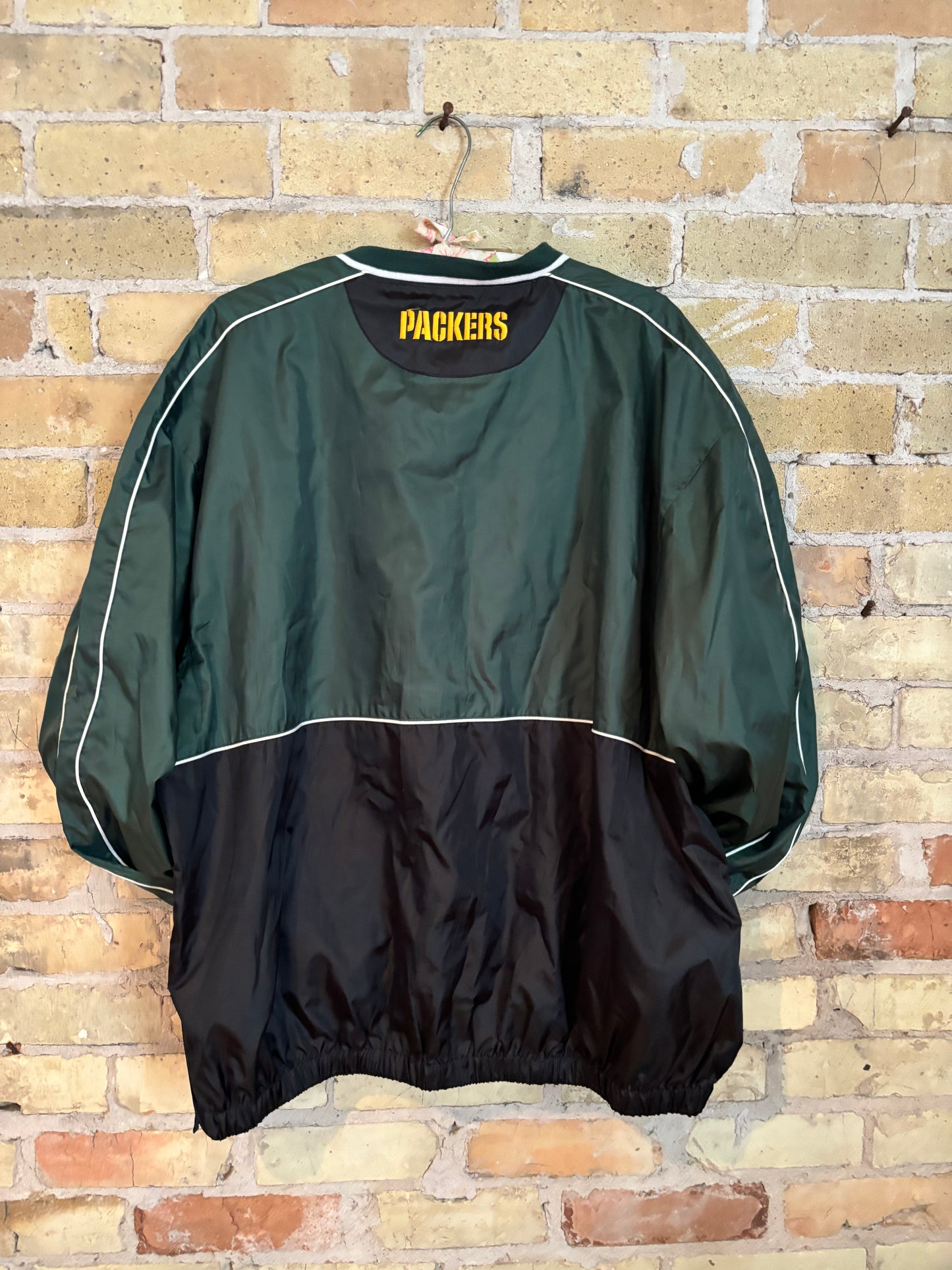 Vintage 90s Green Bay Packers 2 Tone Retro V Neck Pullover Windbreaker