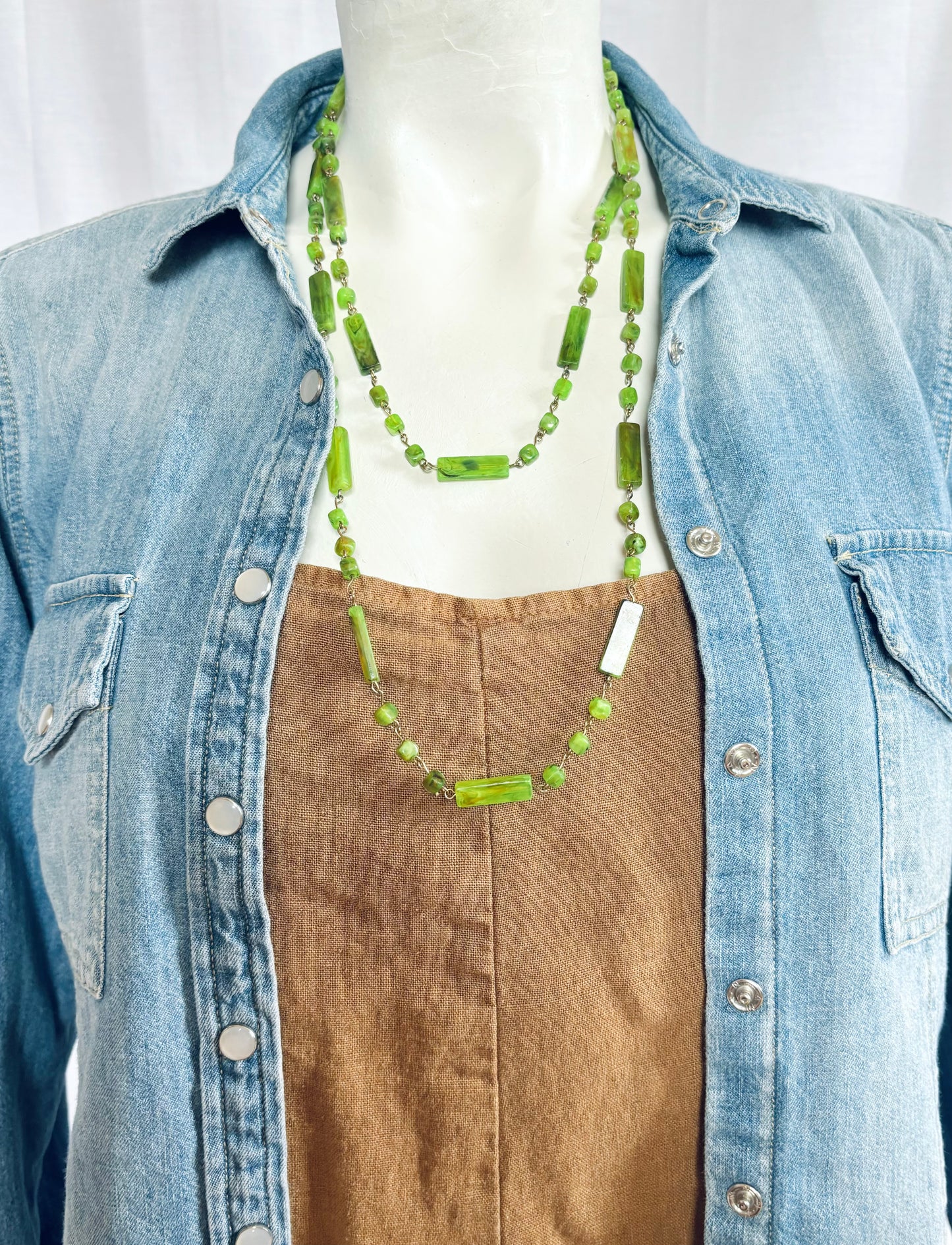 Vintage long Lucite beaded Necklace