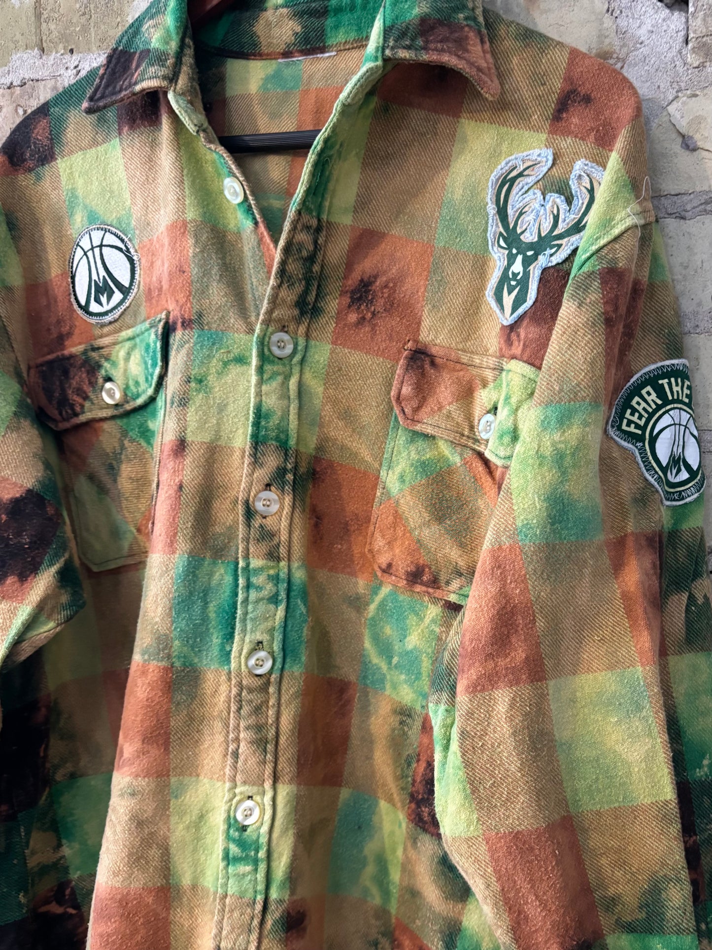 Vintage Distressed Bucks Game Day Flannel