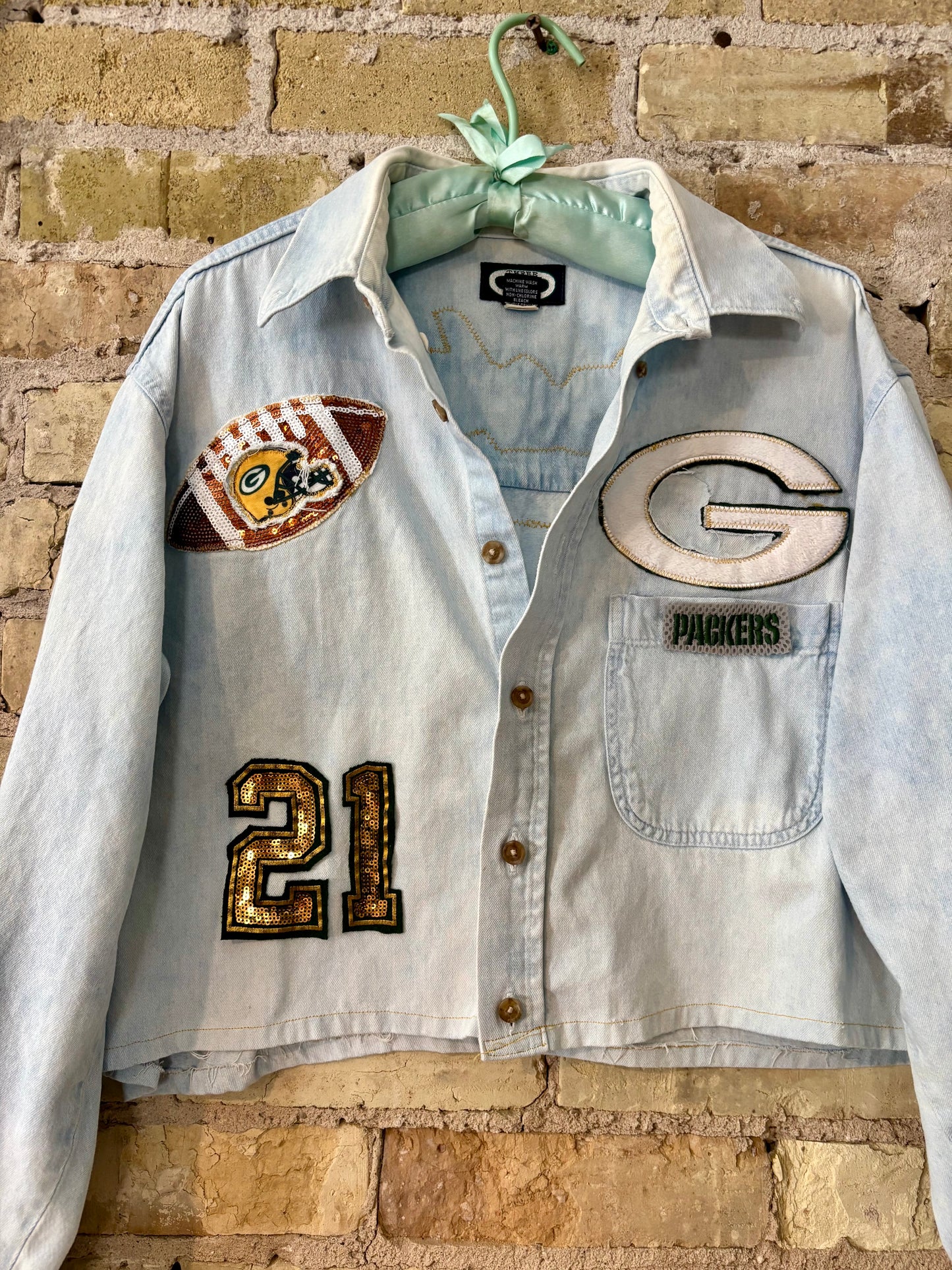 90’s Packers Stonewashed Game Day Denim Jean Shirt