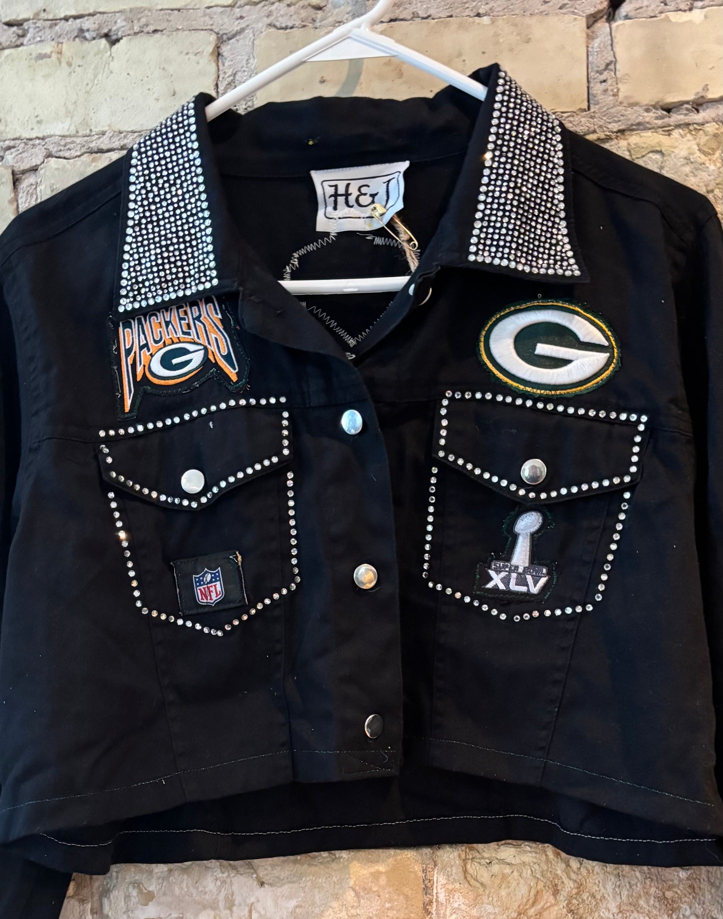 Reworked Vintage Rhinestone Crop Jacket