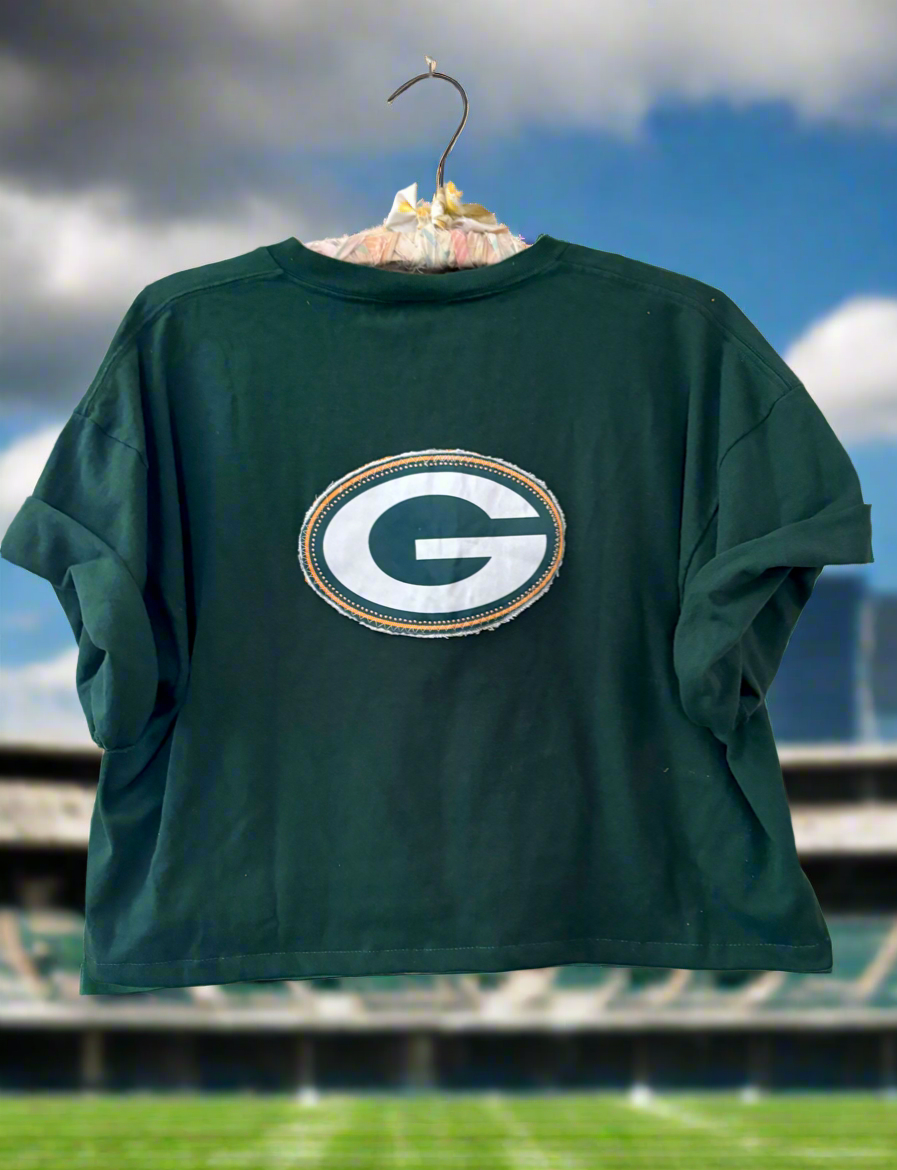 Reworked Vintage Packers /Bears cropped Tee