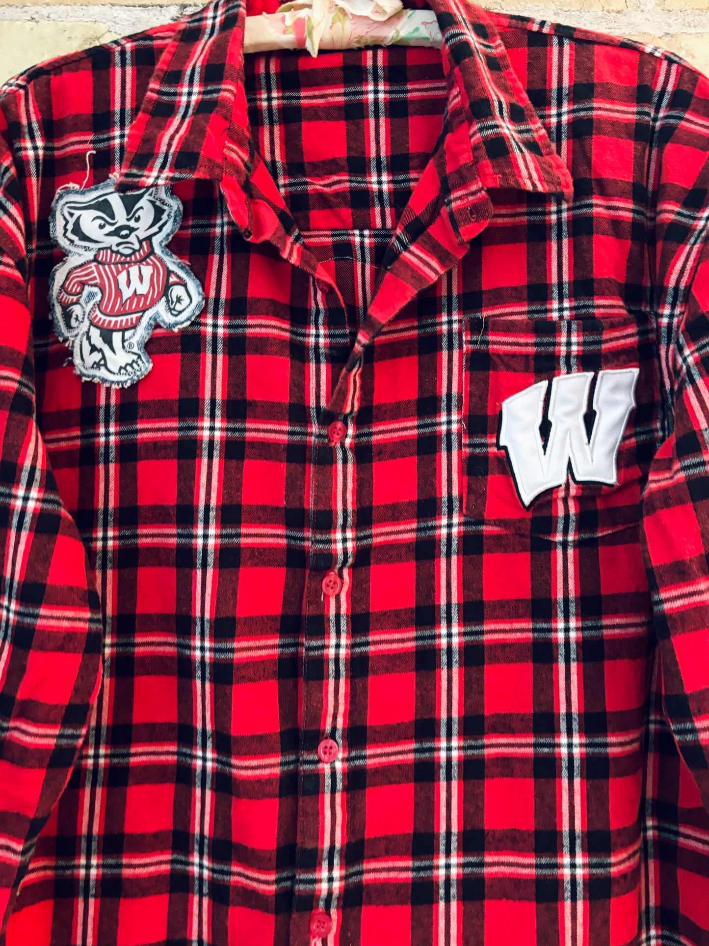 Reworked Badgers Game Day Flannel Shirt