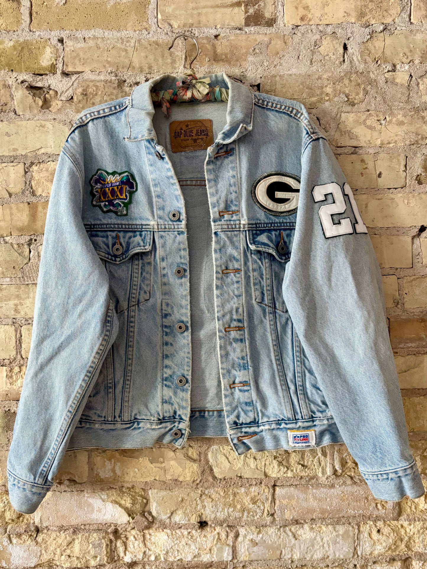 Reworked Packers Retro Game Day Denim Jean Jacket