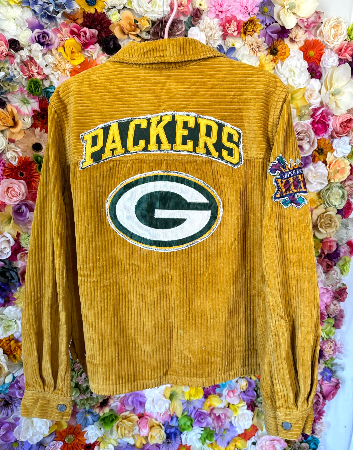 Reworked Vintage Packers Wide Corduroy Harrington Game Day Jacket