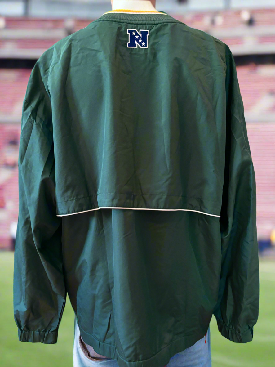 Vintage Green Bay Packers Color Block V Neck Windbreaker Pullover