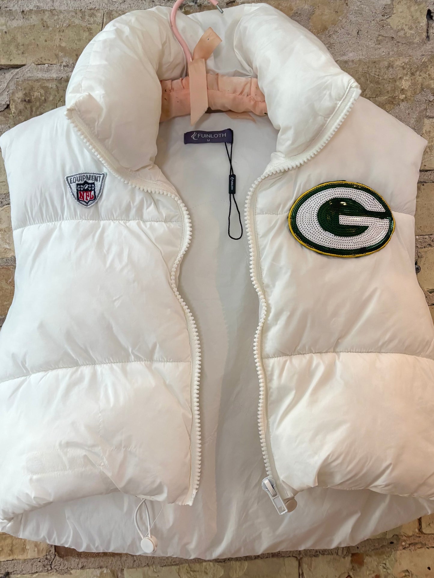 Reworked cropped Puffer Game Day Vest