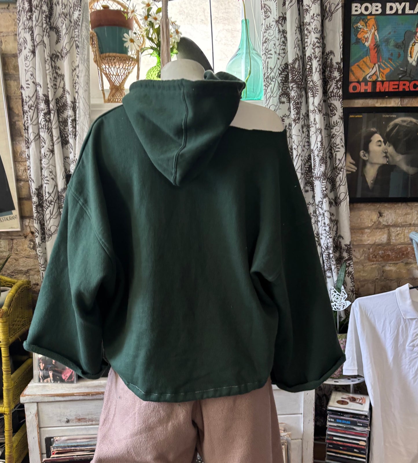 Reworked Packers Retro Cropped One Shoulder oversized Hoodie