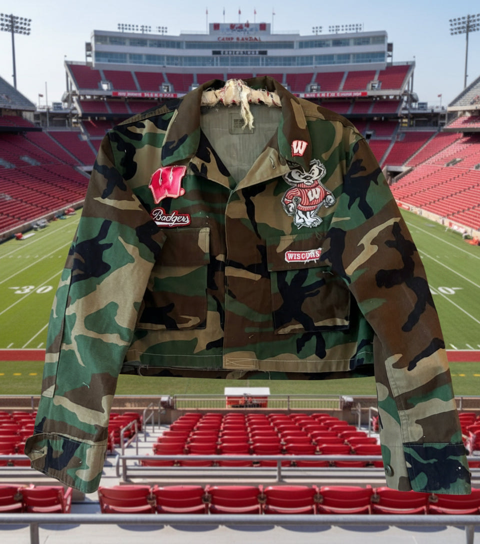 Vintage Military Camouflage Game Day Coat Jacket
