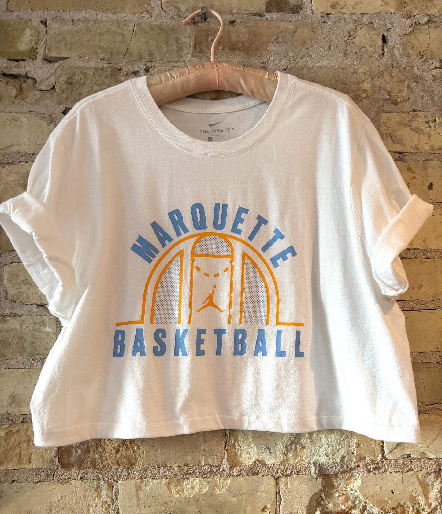 Reworked Retro Marquette University Crop Top Nike T-shirt