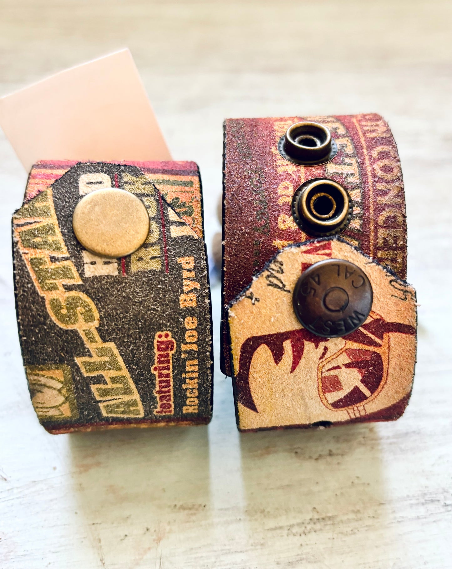 Handmade reclaimed Leather Flower Bracelet