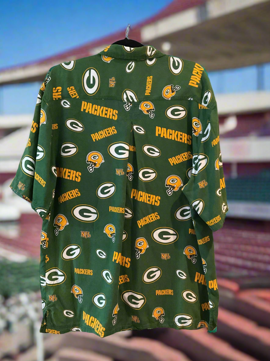 Vintage PACKERS NFL all over Print S/S Hawaiian Shirt