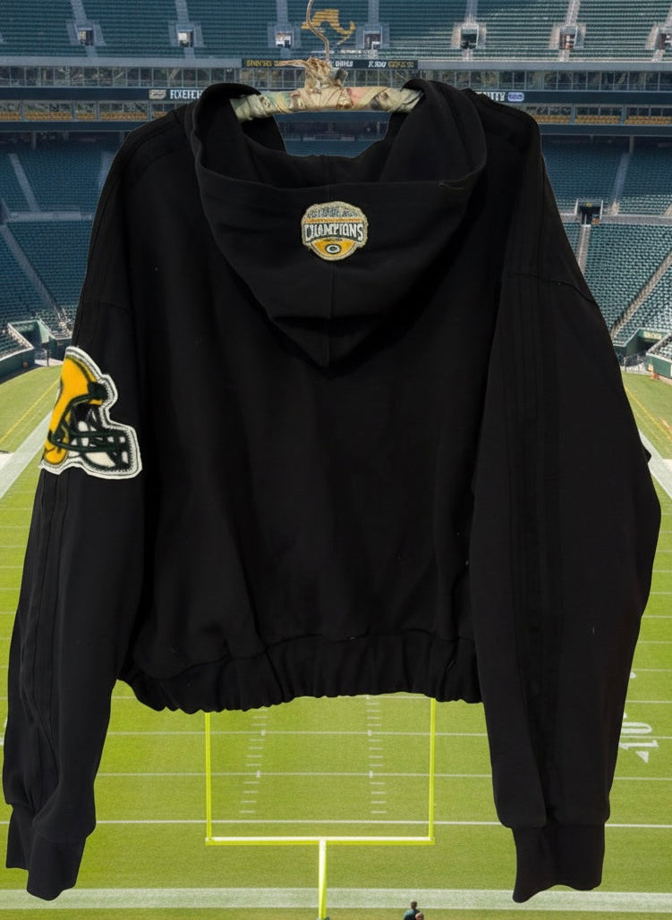 Custom reworked Adidas 3 Stripe Packers Game Day Laceup Hoodie