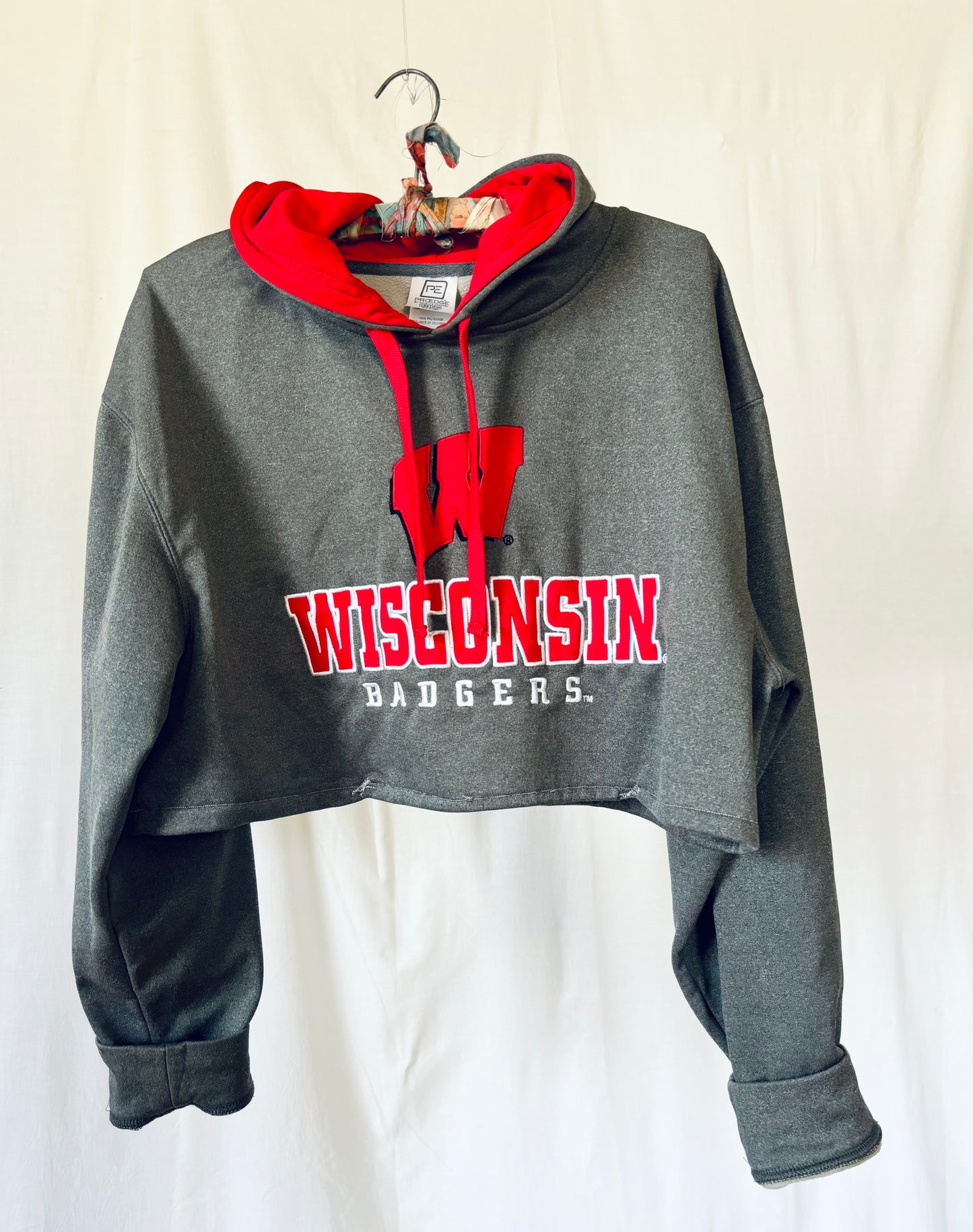 Reworked Wisconsin Badgers Cropped Hoodie