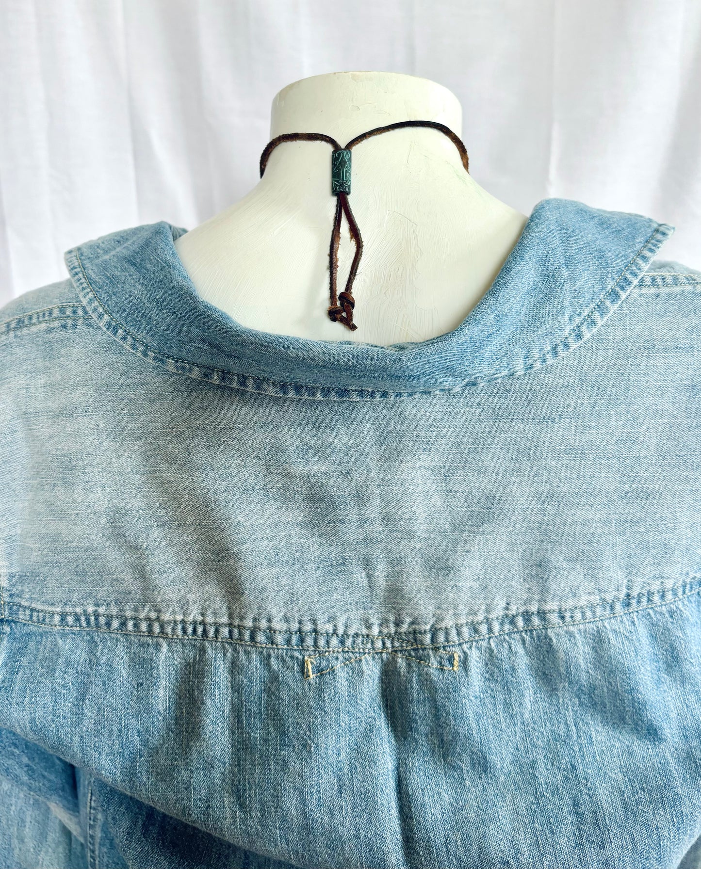 Double Strand leather & Glass Bead Boho Flower necklace