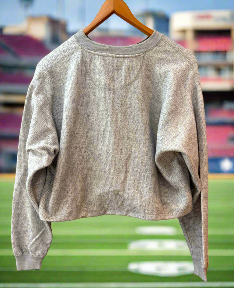 Reworked Packers cropped 2 Button Fleece Henley Crewneck