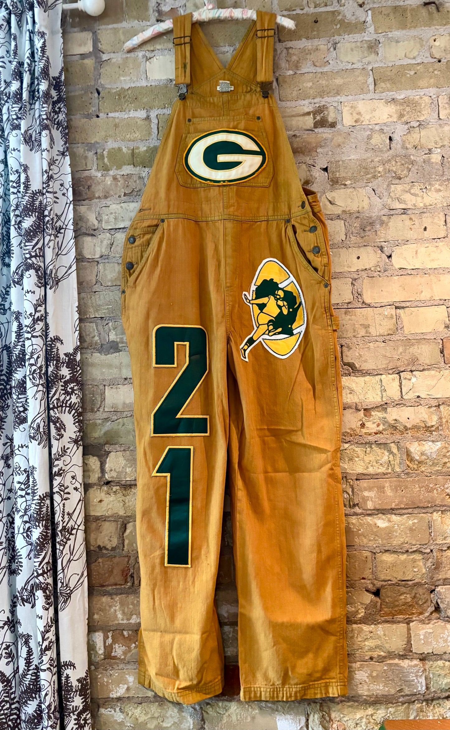 Reworked Vintage over dyed Game Day Bib Overalls