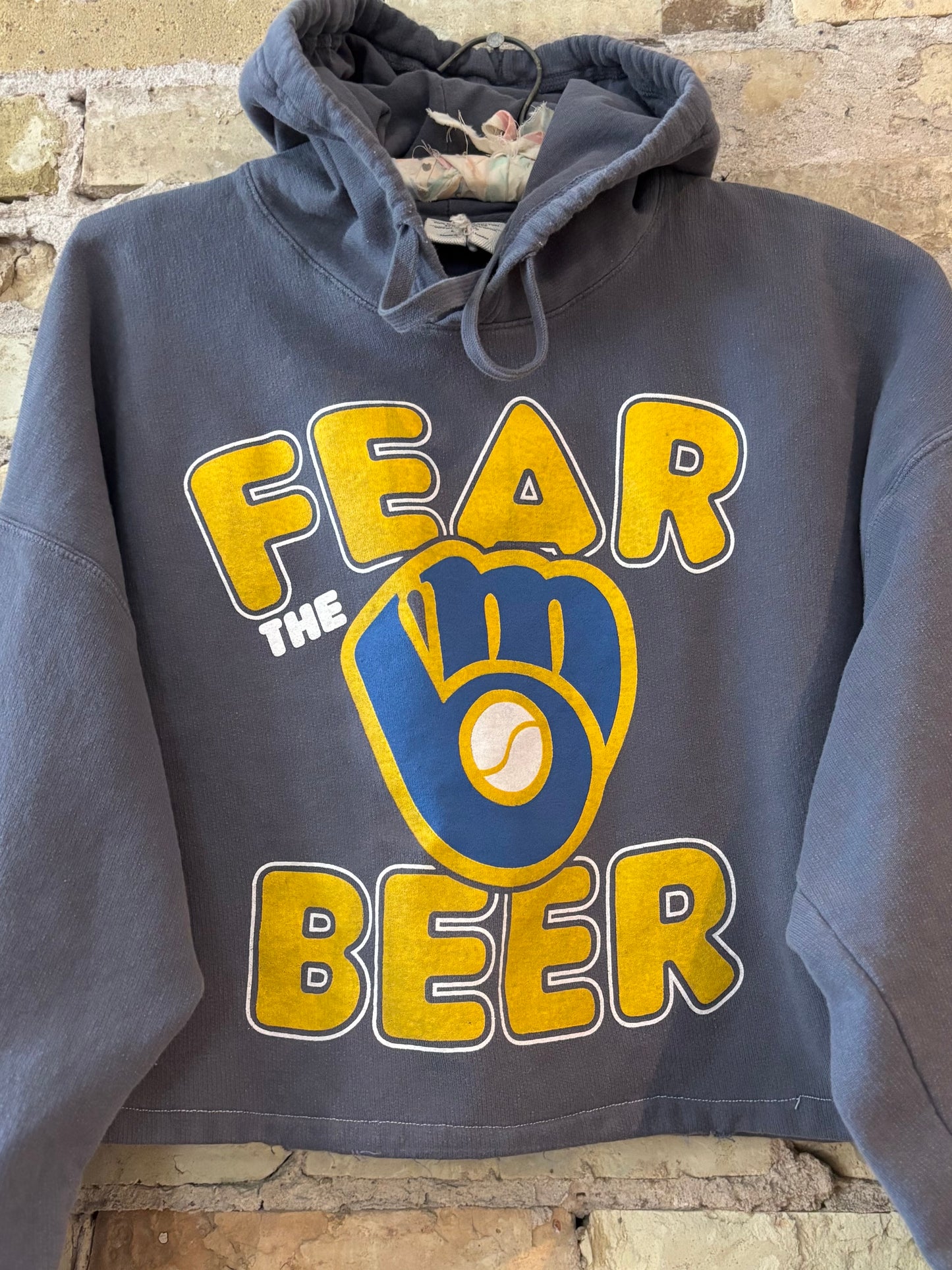 Reworked over dyed Brewers GameDay Cropped Hoodie