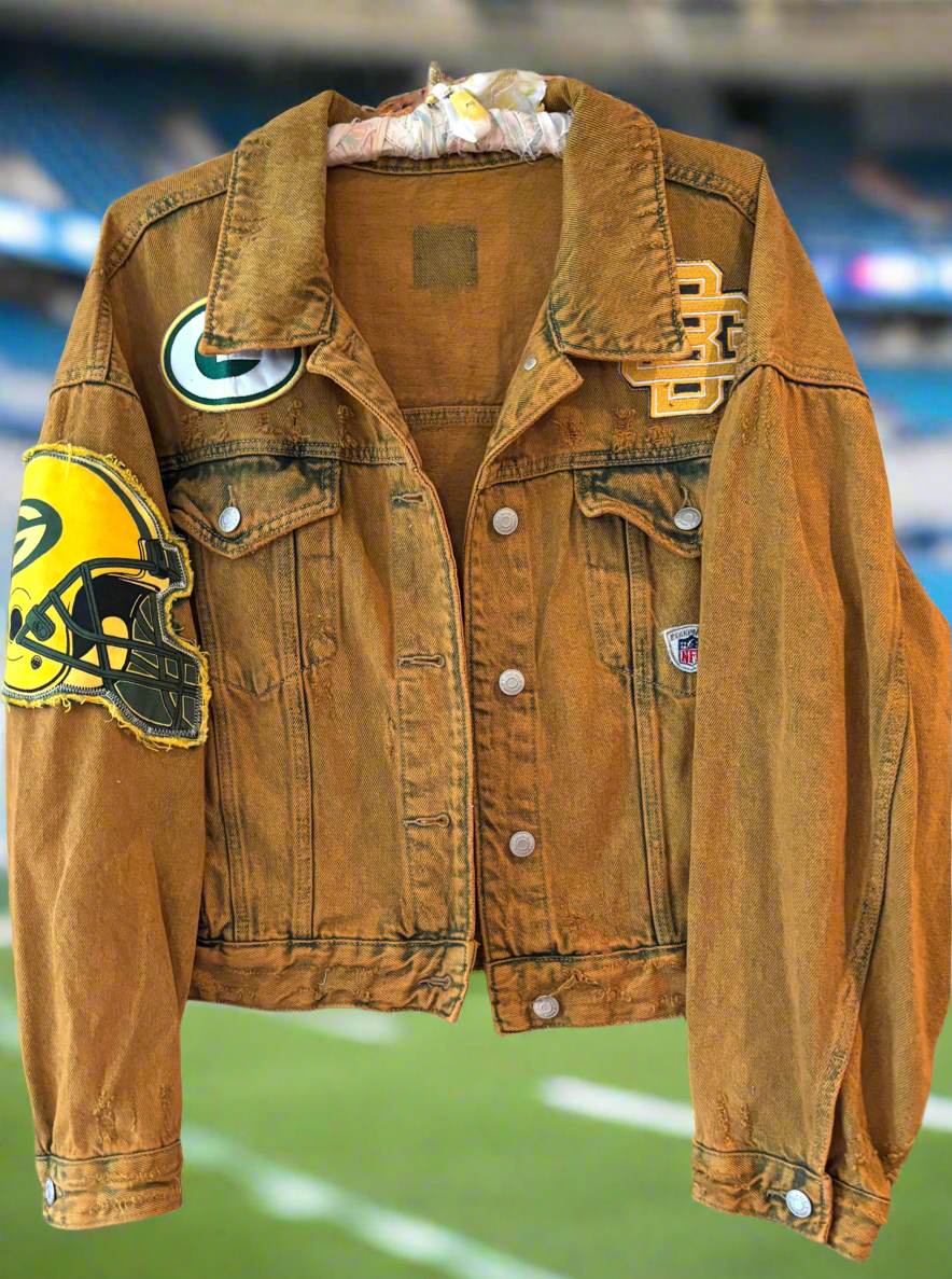 Reworked over dyed Retro Denim Game Day Jean Jacket