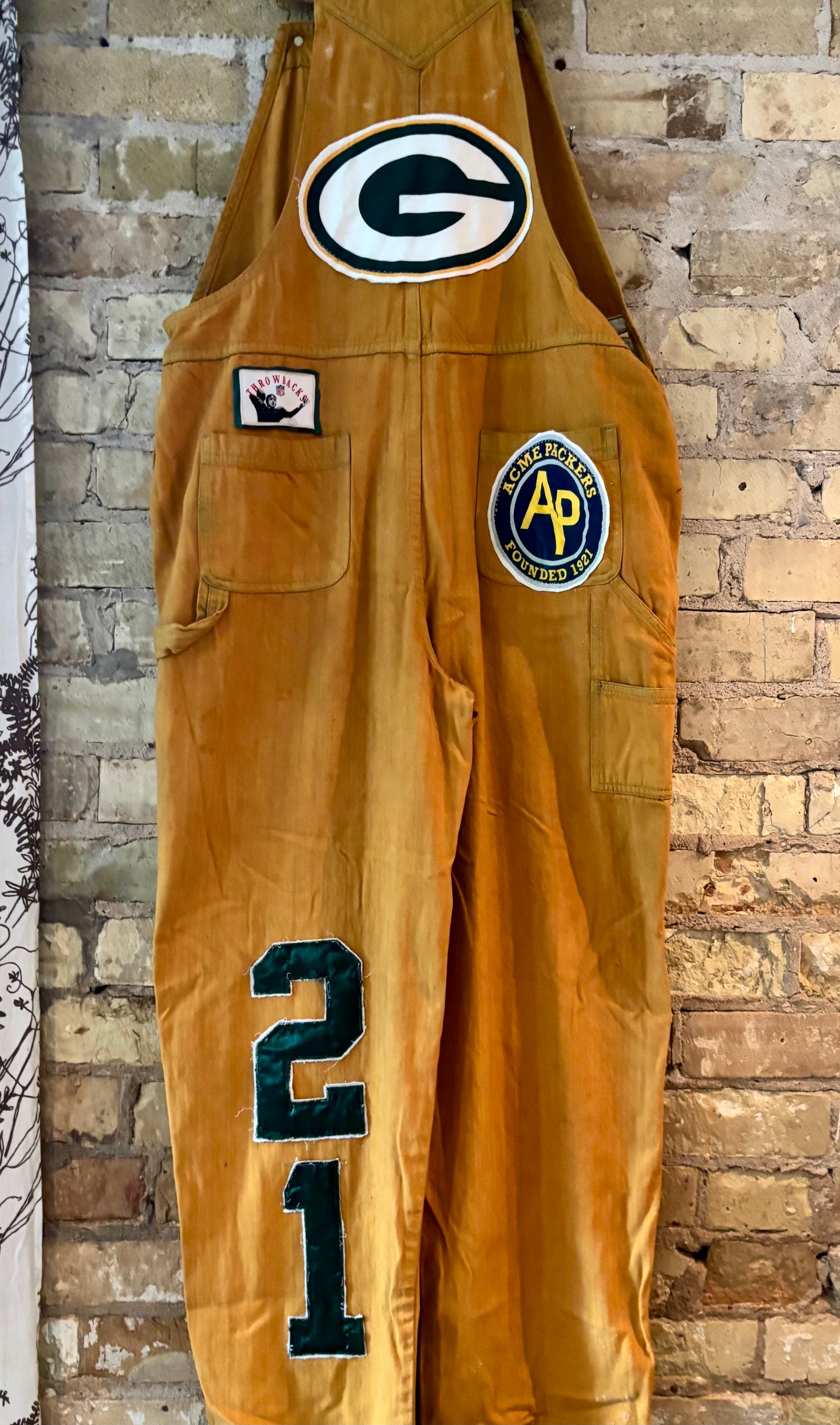 Reworked Vintage over dyed Game Day Bib Overalls