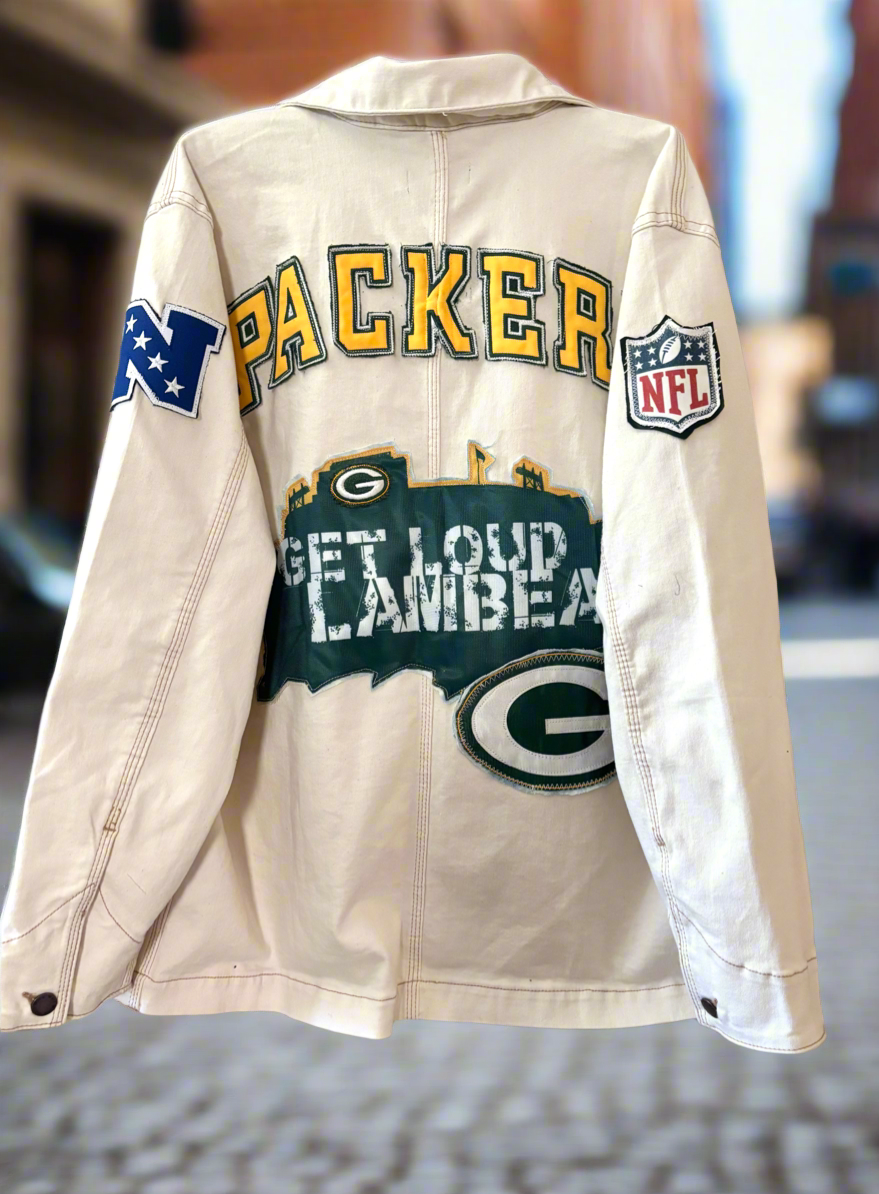 Reworked Retro Packers Game Day Denim Chore Jacket