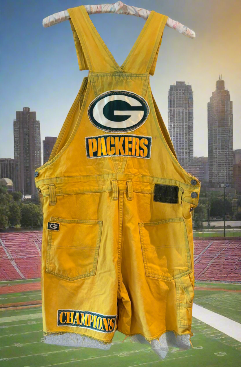 Reworked retro over dyed Game Day Bib Overall Cutoffs