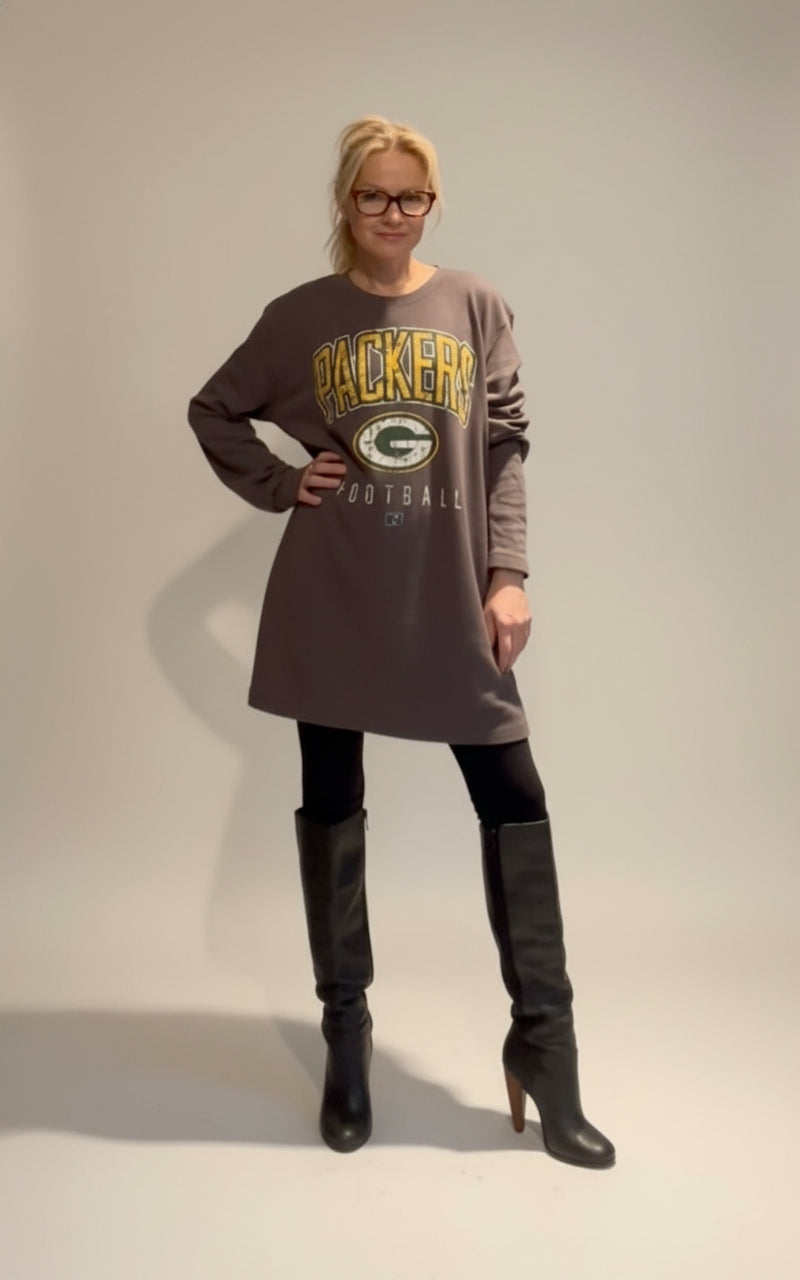 Oversized Vintage Packers Long sleeve T-shirt Mini Dress